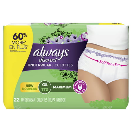 Always Discreet, Incontinence Underwear for Women, Maximum, XXL, 22 ...