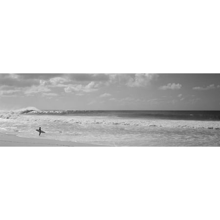 Surfer Standing on the Beach, North Shore, Oahu, Hawaii, USA Print Wall