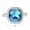 Silver-Aquamarine, variant on Red Ruby Big Rings for Women Square Princess Cut CZ June Birthstone Rings Rose Gold Plated Wedding Band Engagement Costume Jewelry (Size 9)