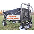 thumbnail image 4 of Folding Beach Wagon Cart, Collapsible Outdoor Utility Wagon with Side Table, Heavy Duty Beach Wagon with 8" Rubber Wheels, Suit for Shopping, Beach, Yard, Camping, Black, 150 Pound Capacity, L1061, 4 of 7