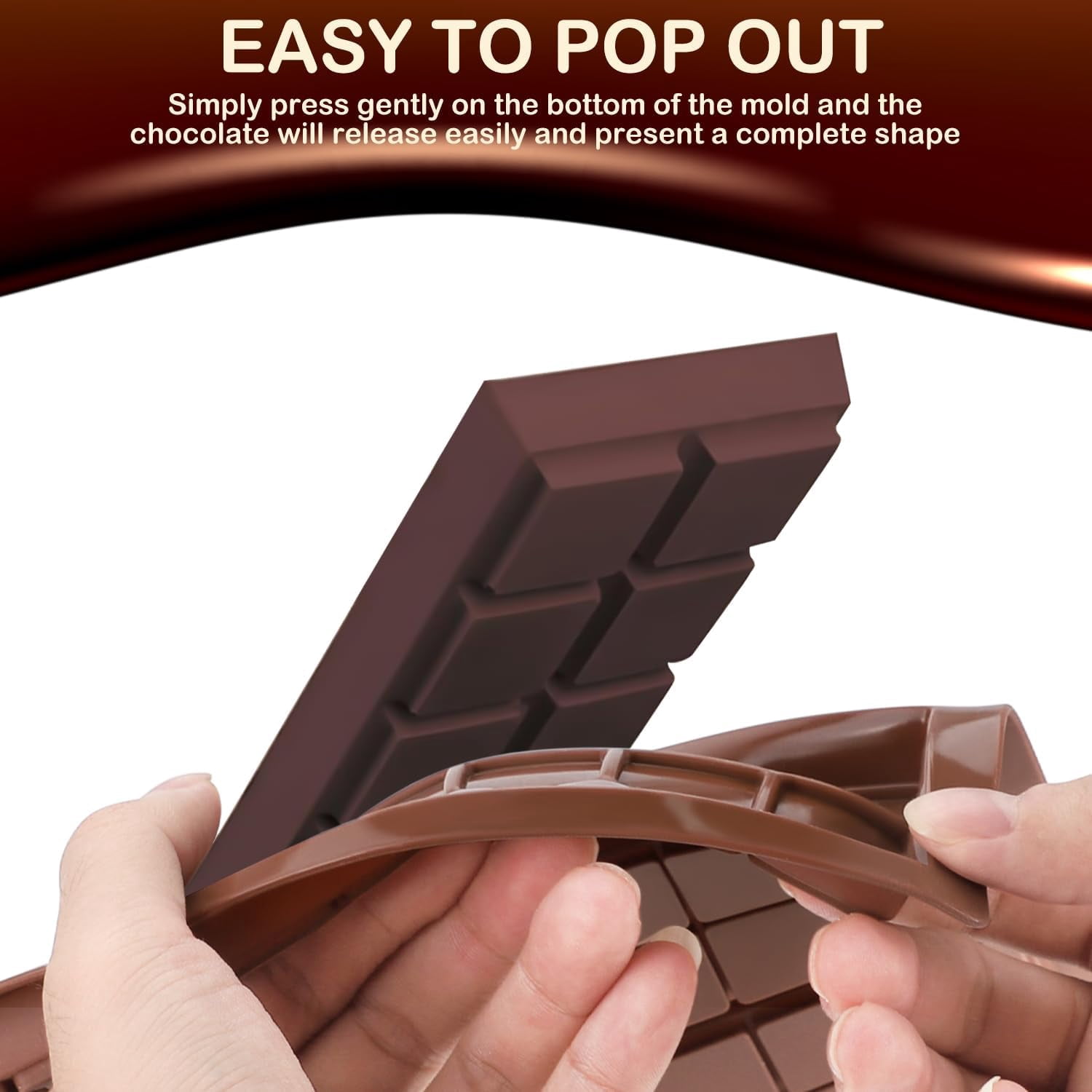 Chocolate Bar Mold, Non-Stick Silicone Molds for Stuffed Bar, Food Grade Square Candy Dubai Pistachio Rod, Snacks, Candies, Desserts (10 Snap)
