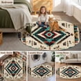 thumbnail image 6 of 3.3ft Washable Round Rug, Ethnic Style Pattern Non-Slip Circle Area Rug for Entryway Bedroom, Retro Red Brown Weaving Art Indoor Accent Floor Mat for Home Decor, 6 of 9