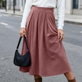 thumbnail image 4 of yillto Womens Corduroy Skirts Pleated High Waist Flowy Loose Fall Winter Long Skirt with Pockets S-XXXL, 4 of 7