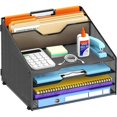 thumbnail image 1 of Reeplan Desk File Organizer, Paper Organizer with 4 Letter Trays and 2 Vertical Upright Sections, Desk Organizers and Accessories, 1 of 7