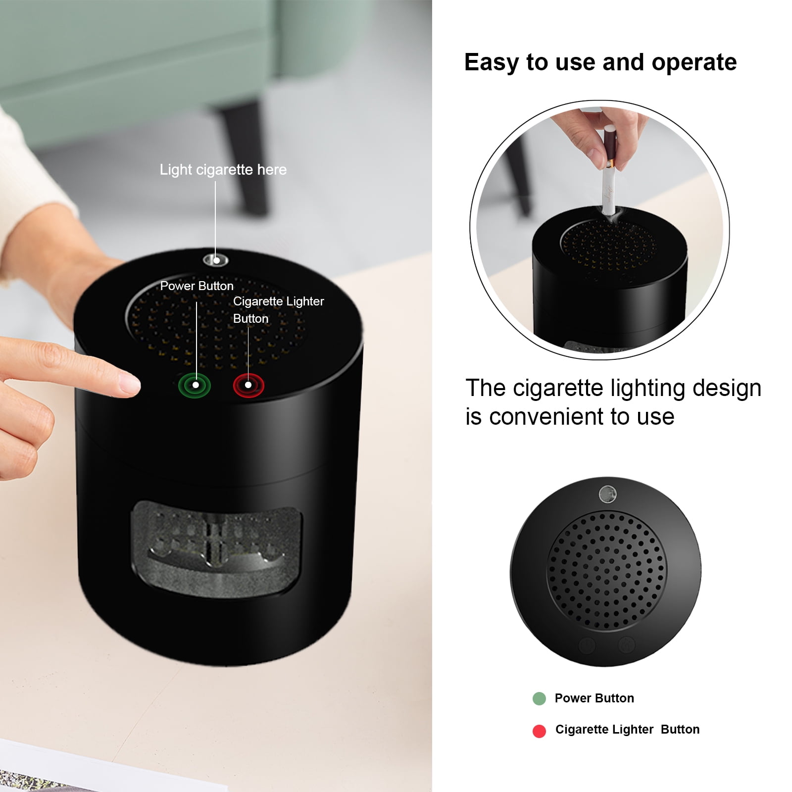 Cendrier Électrique Sans Fumée USB – Purificateur D'Air Intérieur/Extérieur, Filtre Anti-Odeur, Idéal Bureau, Maison, Voiture