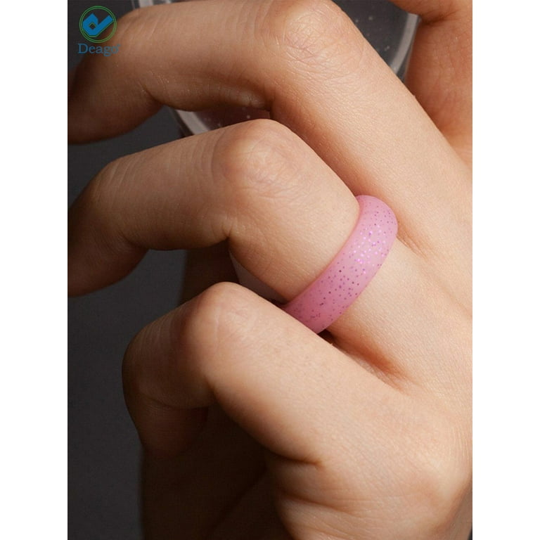 Deago Thin and Stackable Silicone Rings Wedding Bands Engagement