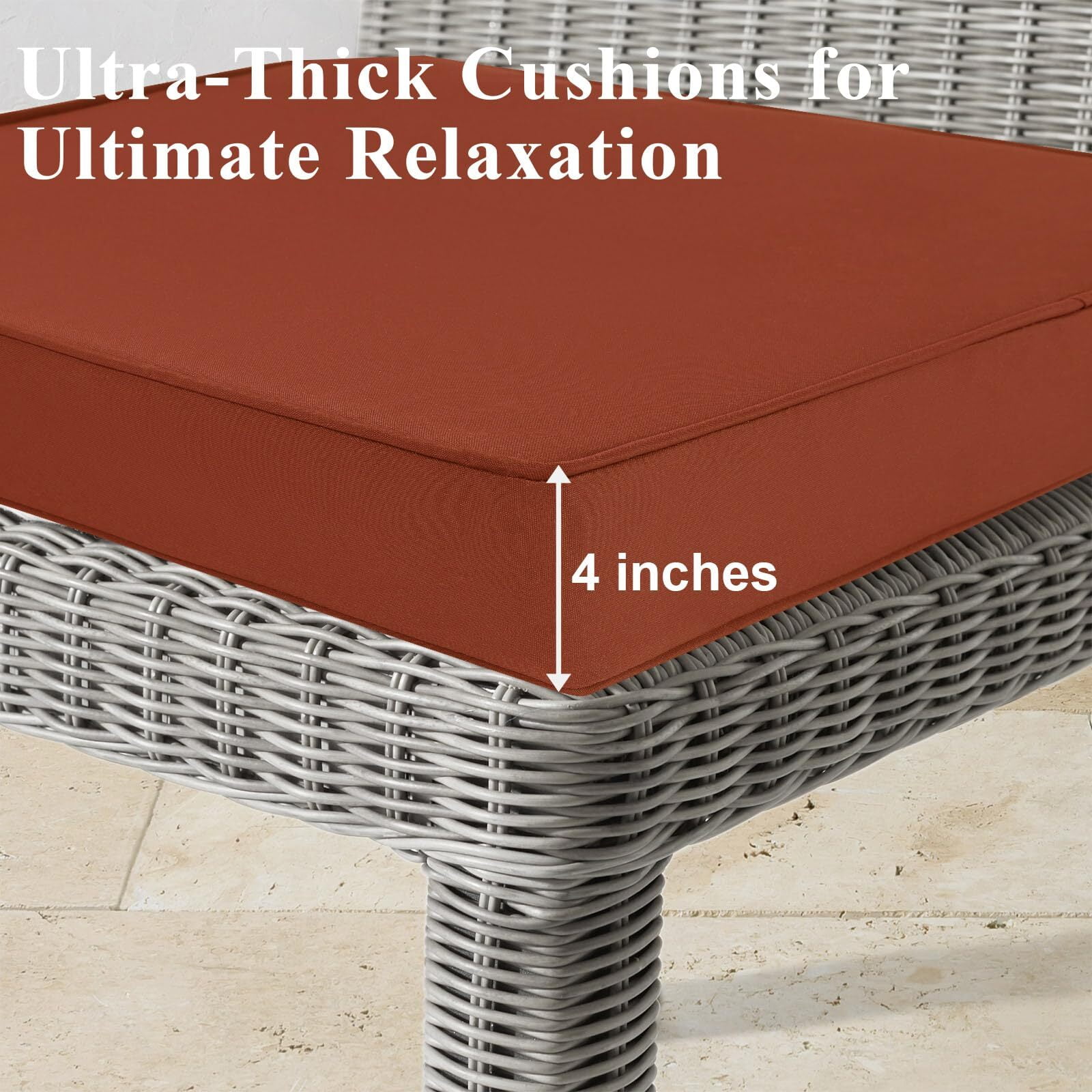 Findosom 2pcs Patio Chair Cushions 19x19 Inch Waterproof Fade Resistant Outdoor Seat Cushions for Patio Furniture Garden Sofa Couch Chair Pads with Adjustable Straps,Red