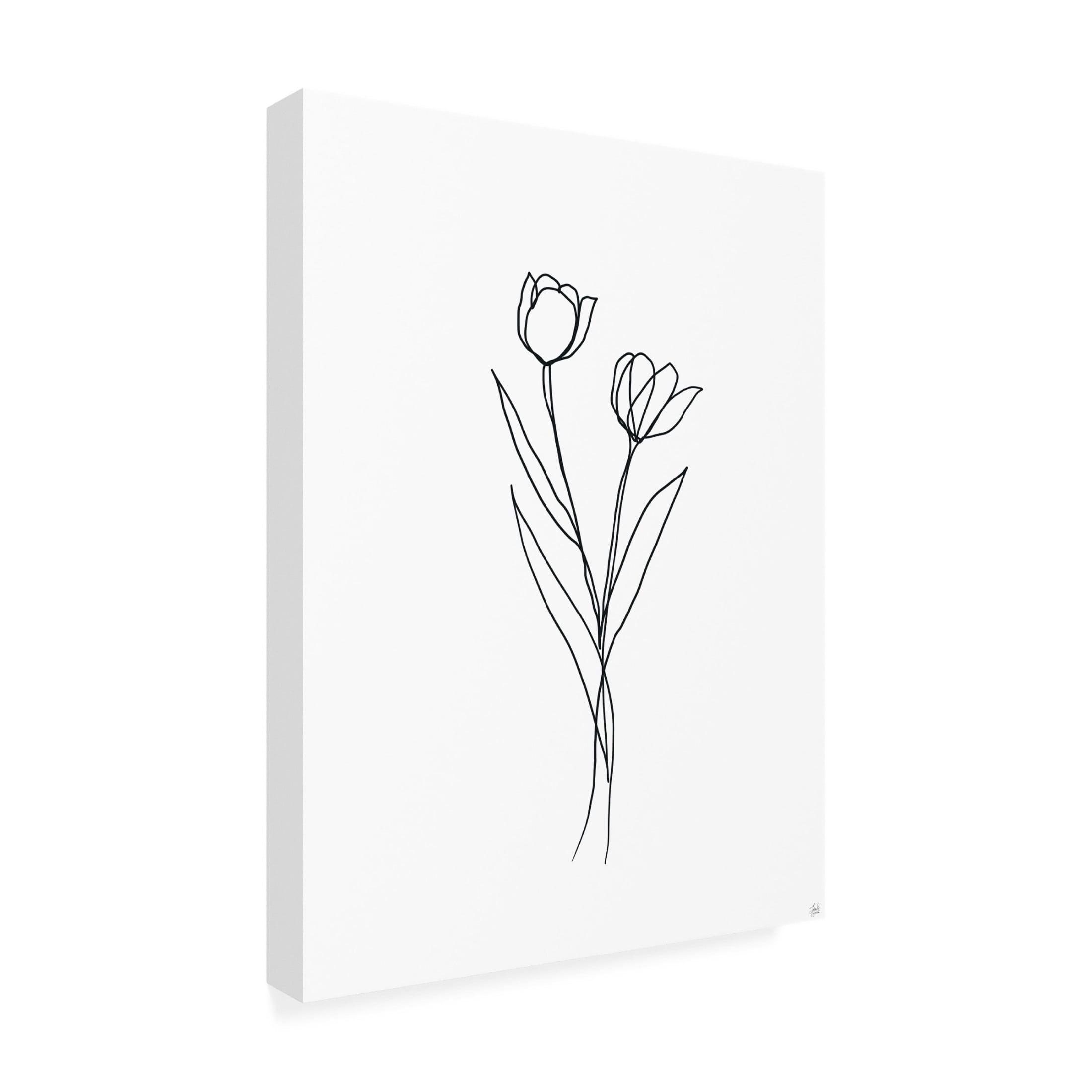 Canvas Wall Art - Line and Brush 'Line Tulips 1' Wall Art for Living Room, Bedroom, or Office Décor by Trademark Fine Art - 18 x 24 Inches