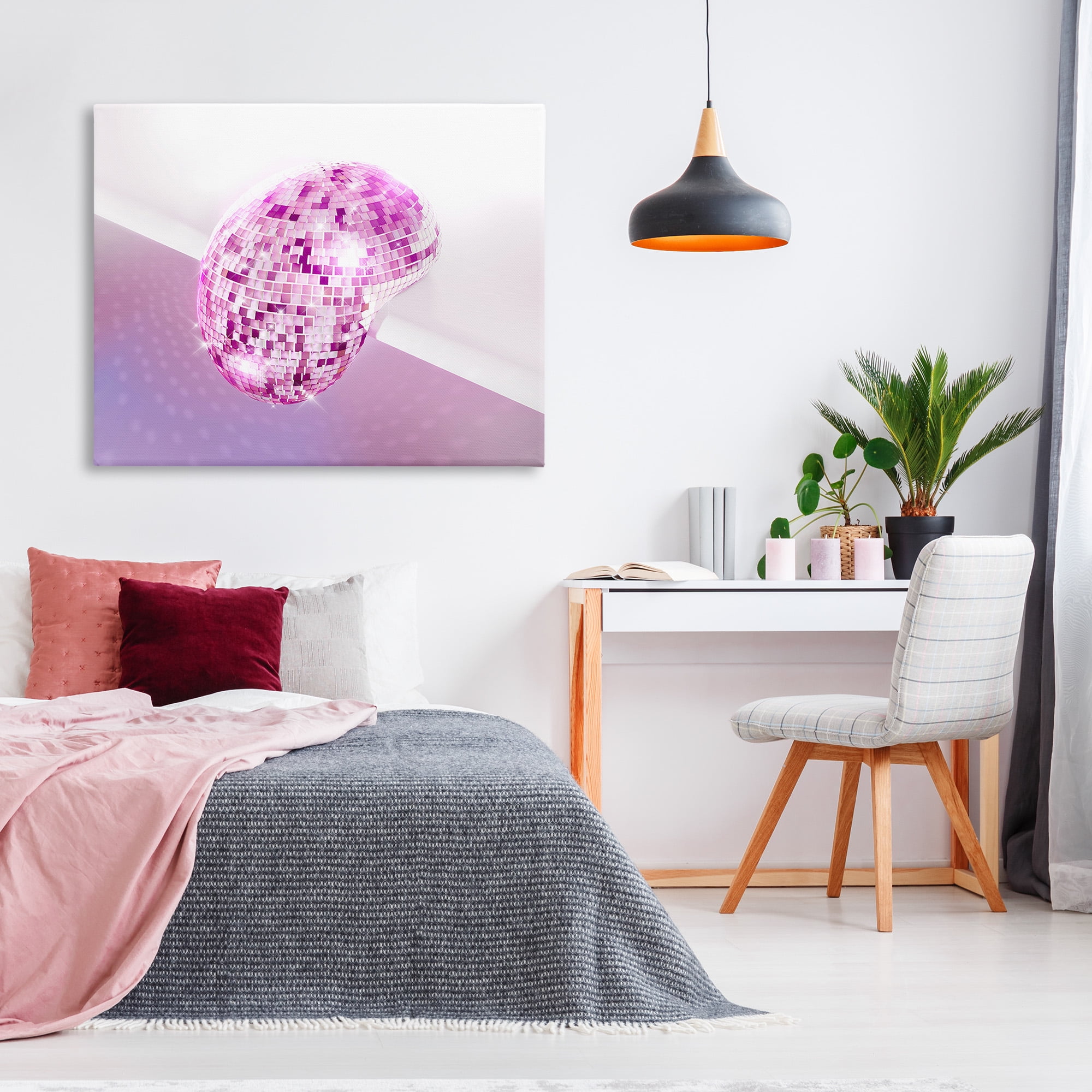 Stupell Industries Purple Melting Disco Ball Abstract Painting Gallery Wrapped Canvas Art Print Wall Art, 48 x 36