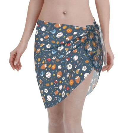 Qekee Ball Sports Women s Short Sarongs Cover Ups Sheer Bikini Wraps for Swimwear