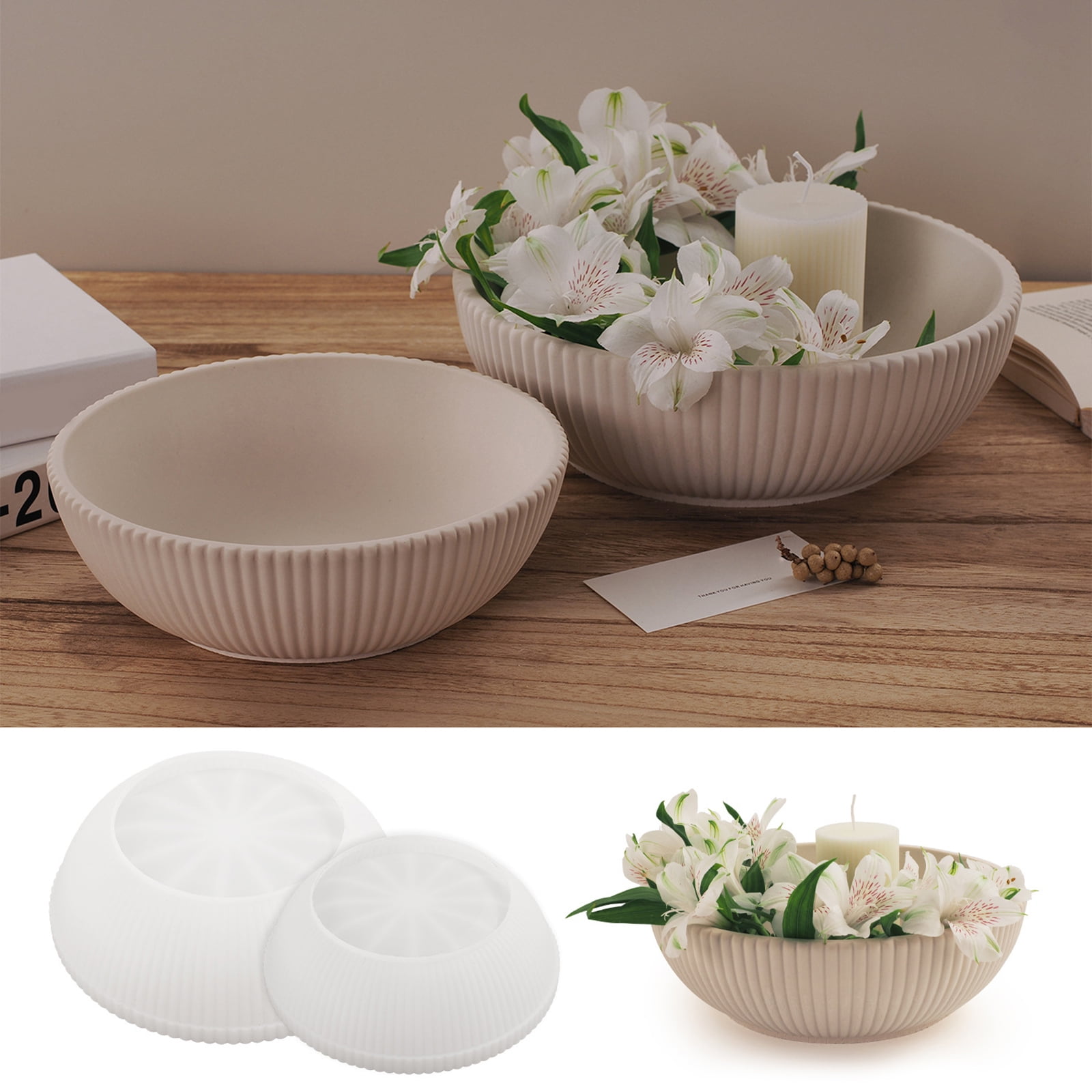 BELOWSYALER Resin Bowl SIlicone Moulds for Candle Holder, Vanity Jewelry Tray, Home Decoration, Resin Tray Molds for Epoxy Resin