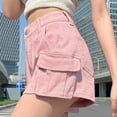 thumbnail image 4 of AXXD Ladies Shorts for Summer Denim Pocket Casual High Waist Loose Straight Buttons Shorts Pants Fashion New Arrivals, 4 of 9