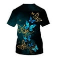 thumbnail image 2 of Graphic Print Tees T Shirt Short Sleeve Floral Tee Shirt Tops Unisex Flowers Tshirt Birds T-shirts Crewneck for Men Women Teens, 2 of 3
