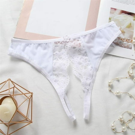 Clearance!Women s Lace Hollow Out Underwear Women Seamless Panties G-String Briefs Lingerie Tanga Thong White One Size