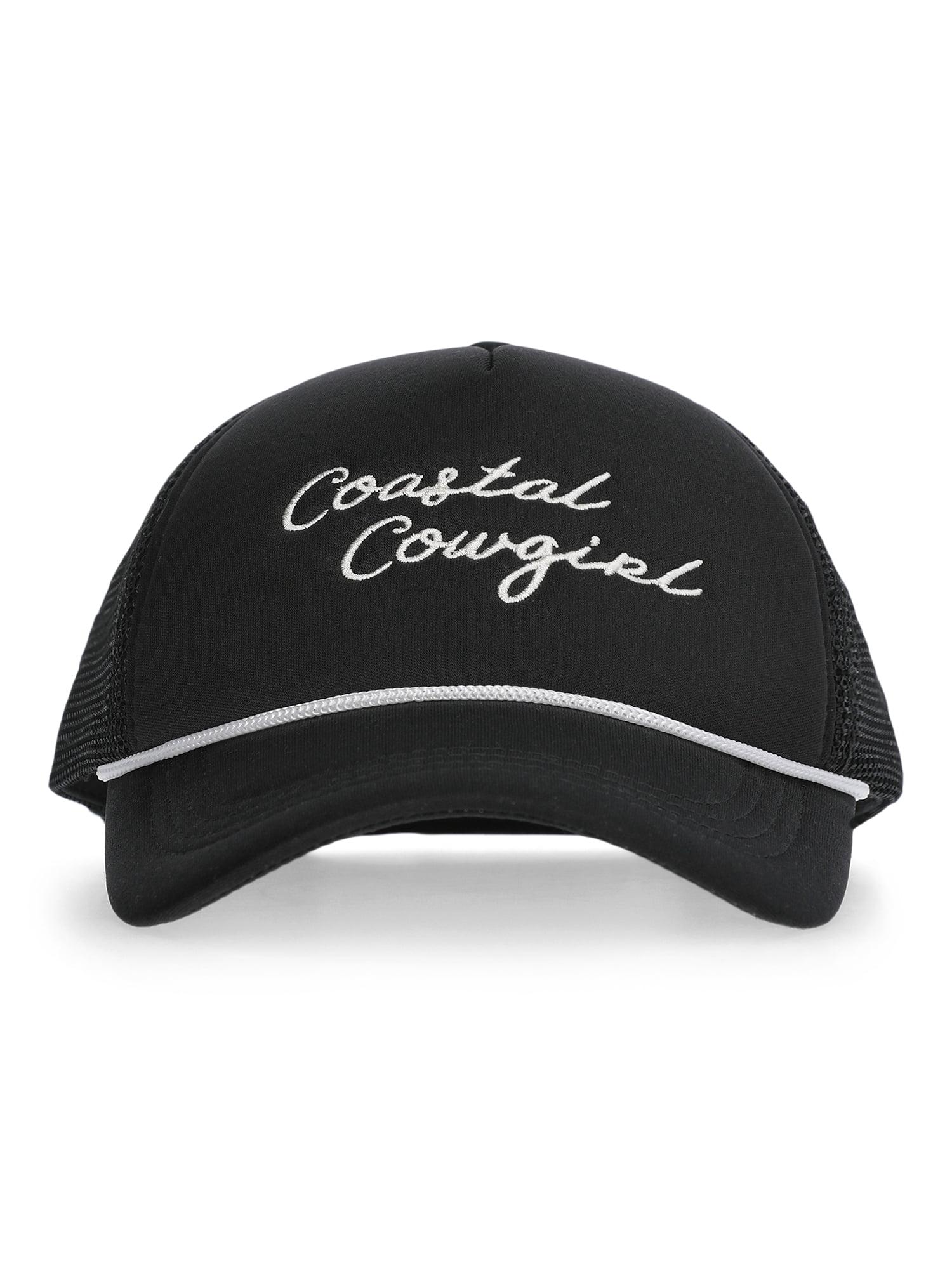 No Boundaries Embroidered Graphic Trucker Hat, Women's, Black