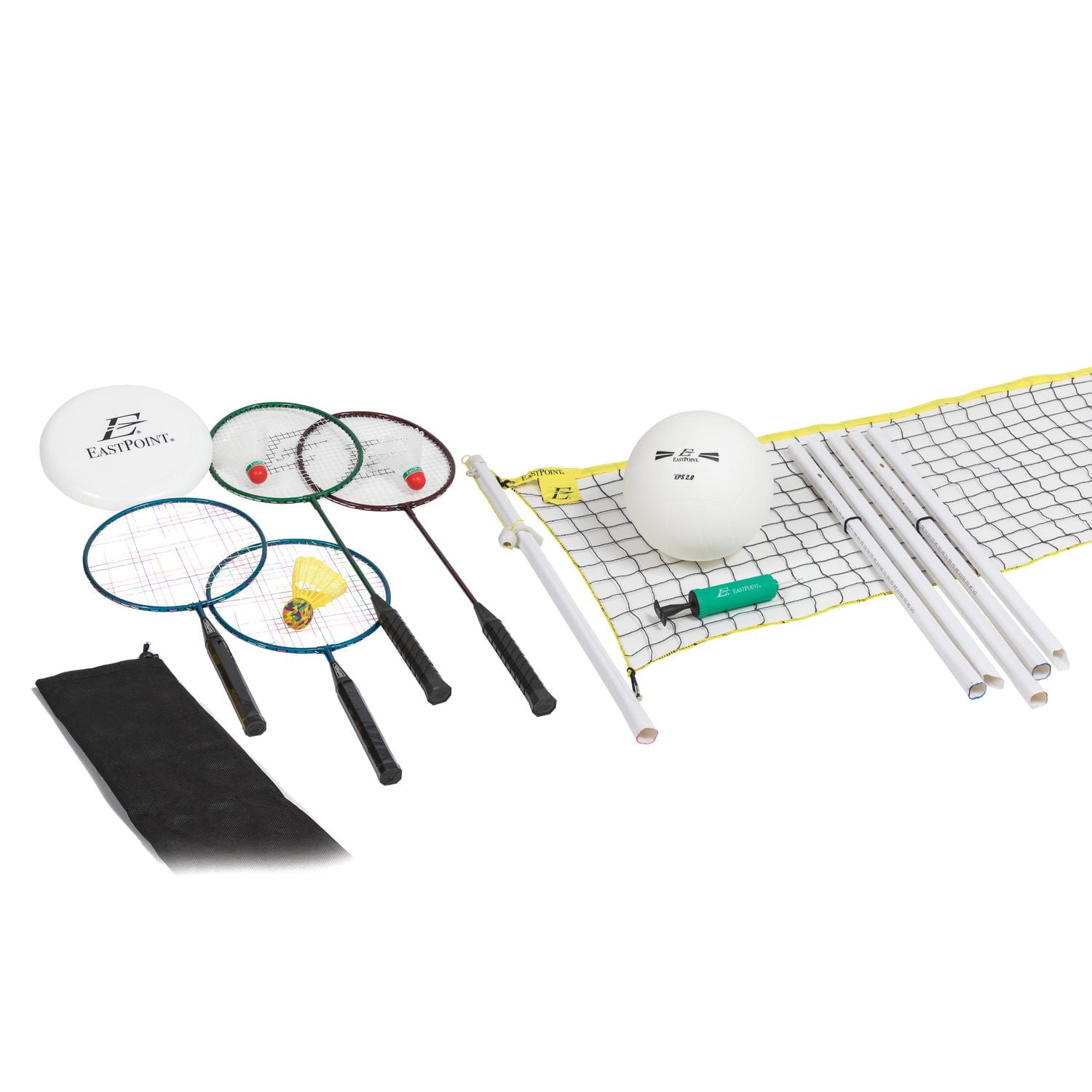Ensemble de 4 jeux EastPoint - volleyball, badminton, concours de smash et disque volant