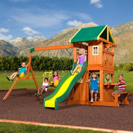 Backyard Discovery Oakmont Cedar Wooden Swing Set (Best Backyard Toys For Toddlers)