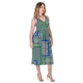 thumbnail image 3 of Women's 24Seven Comfort Apparel Midi Length Geo Print Sleeveless Pleated Pocket Dress Color: Black Multi Size: SMALL, 3 of 4