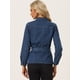 thumbnail image 3 of Chaqueta de mezclilla Allegra K con Cinturón para mujer Vaquera Azul oscuro XS, 3 of 6