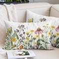 thumbnail image 2 of Spring Wildflowers Throw Pillow Covers Summer Country Style Plants Leaf Flowers Decorative Lumbar Pillow Cover Rectangle Cushion Case for Sofa Couch Bed Living Room Bedroom 20 X 26 Inches, 2 of 9