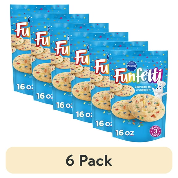 (6 pack) Pillsbury Funfetti Sugar Cookie Mix with Candy Bits, 16 oz Pouch