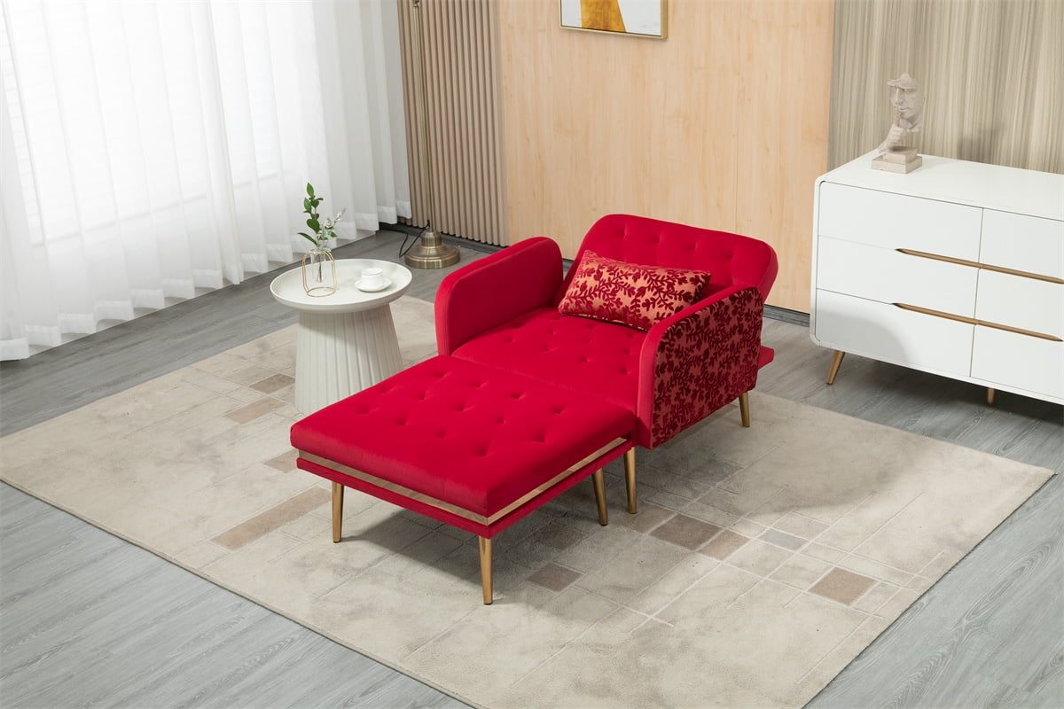 Chaise Lounge Chair Indoor, Modern Single Sofa Bed with Metal Legs