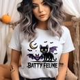 thumbnail image 2 of Women's Short Sleeve Graphic T-Shirt, Black Cat with Bat Wings, Batty Feline Print , Ash, Size S, 2 of 6