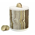 thumbnail image 1 of Marble Print Piggy Bank, Onyx Marble Rock Themed Vertical Lines and Blurry Stripes in Earth Color, Ceramic Coin Bank Money Box for Cash Saving, 3.6" X 3.2", Mustard Brown, by Ambesonne, 1 of 4