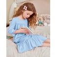 thumbnail image 4 of Arshiner Girls Nightgowns Long Sleeve Pajama Dress Cute Ruffle Sleepwear Soft Night Gowns, 4 of 5