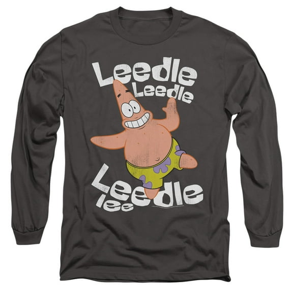 Spongebob Singing Patrick Unisex Adult Long-Sleeve T Shirt (X-Large) Charcoal