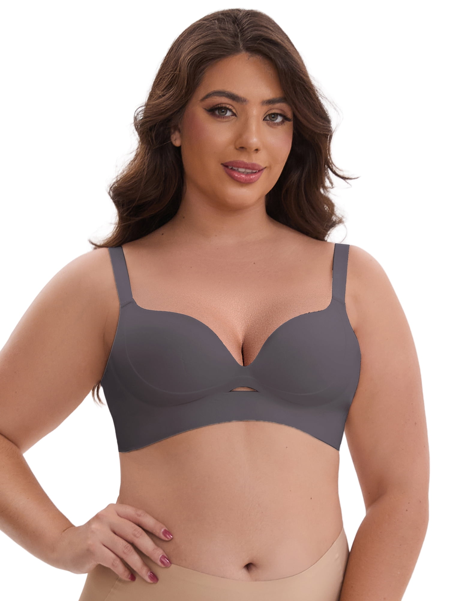 DARING DIVA Wireless Push Ups Adjustable Spaghetti Straps 40C Dark Gray
