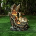 thumbnail image 2 of LuxenHome Résine Lapins Fontaine Extérieure avec LED Lumières, 2 of 3