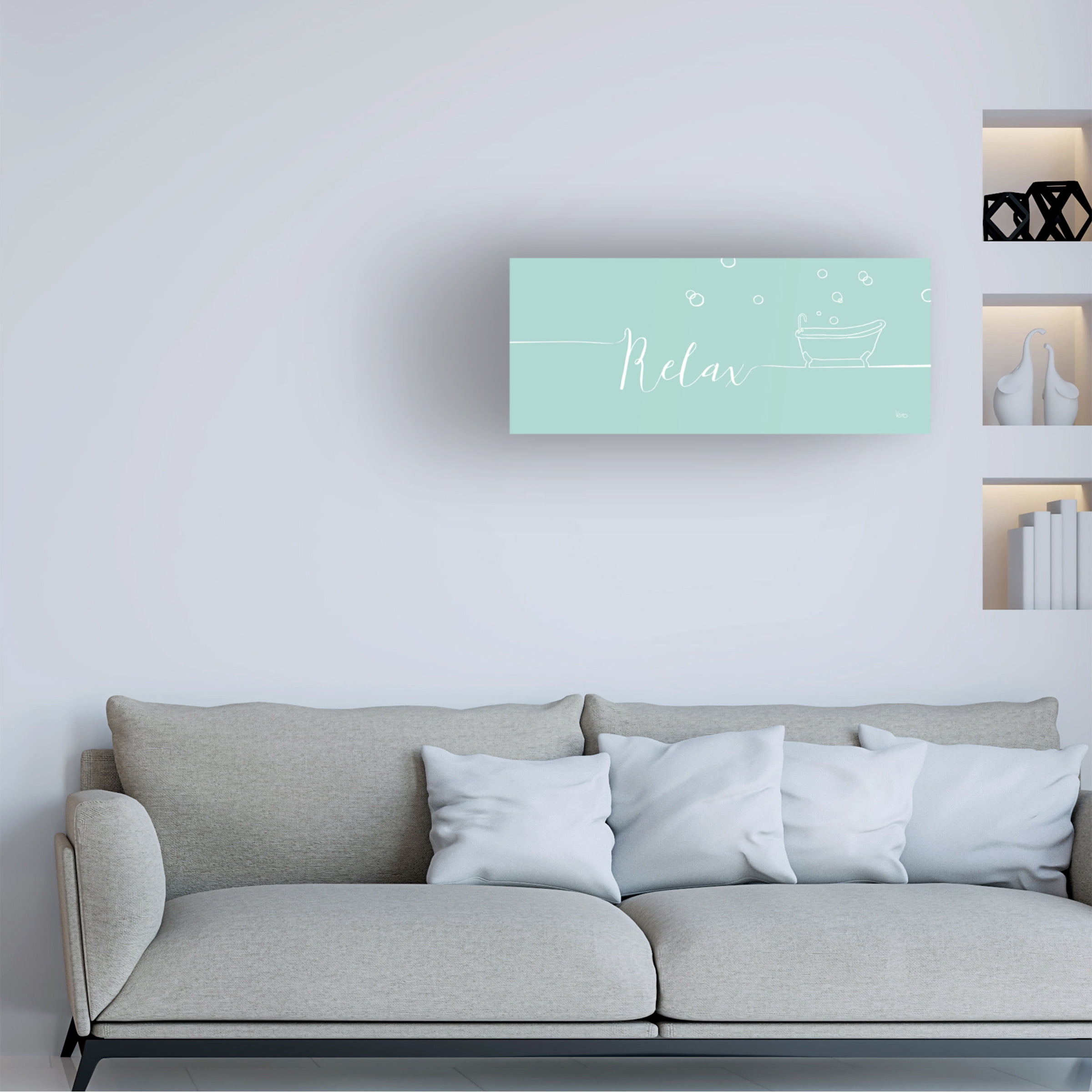 Veronique Charron 'Underline Bath I Teal' Canvas Art