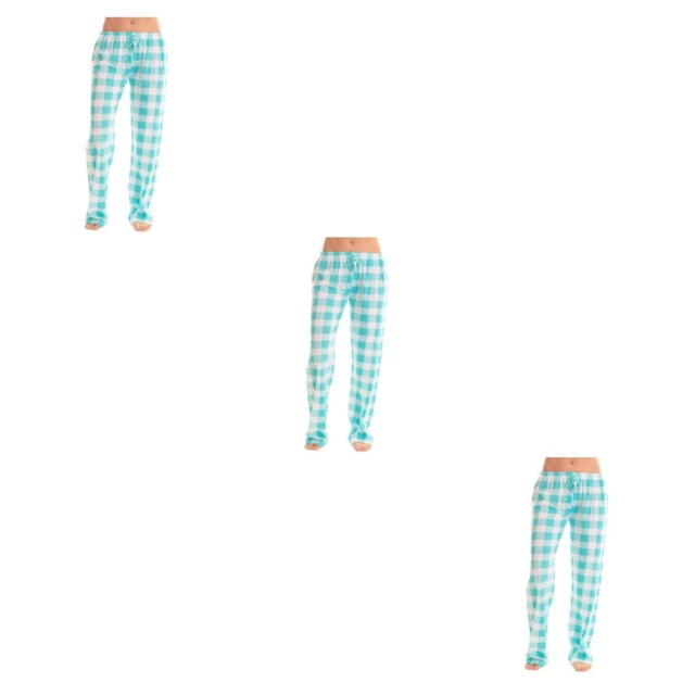Qarigey Pantalones de mujer de repuesto Casual transpirable primavera verano Flexible Plaid hogar dormir pantalones ropa de dormir azul cielo L Type1 NO1