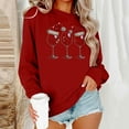 thumbnail image 2 of FAWUUDO Womens Fall Sweater Cute Bow Print Long Sleeve Pullover Casual Oversized Burgundy, 2 of 6