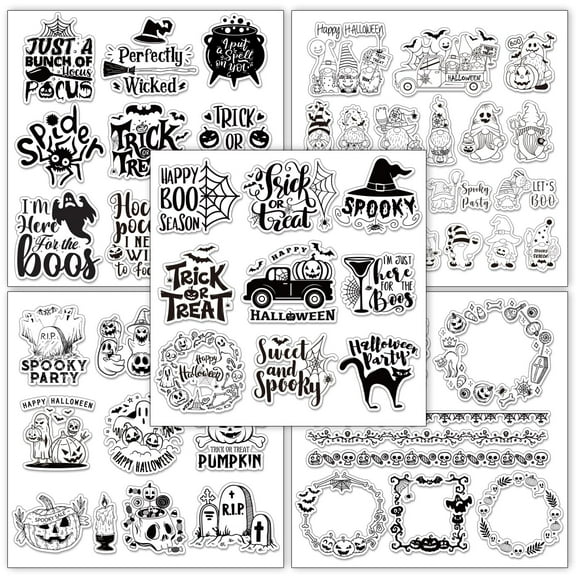 Halloween Clear Stamps 5-Sheet Set for Card Making & Scrapbooking DIY