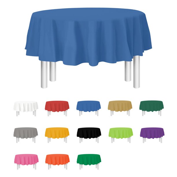 Mantel de plástico para fiestas, tamaño 84 pulgadas, redondo, azul (12)