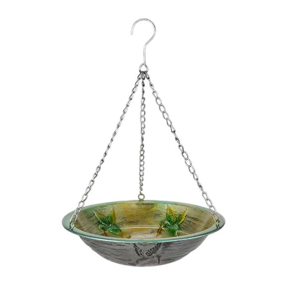 Hanging Bird Feeder Tray 13" Stainless Steel Large Metal Bird Bath Tray for Backyard Garden Attracting Outside Wild Birds C