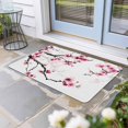 thumbnail image 2 of Cherry Blossoms Doormat Outdoor Entrance 18"x30", Pink Pastoral Modern Gradient Spring Absorb Moisture Dirt Door Mats, Non-Slip Rubber Backing Floor Mats Indoor, Low-Profile Front Door Rugs, 2 of 9
