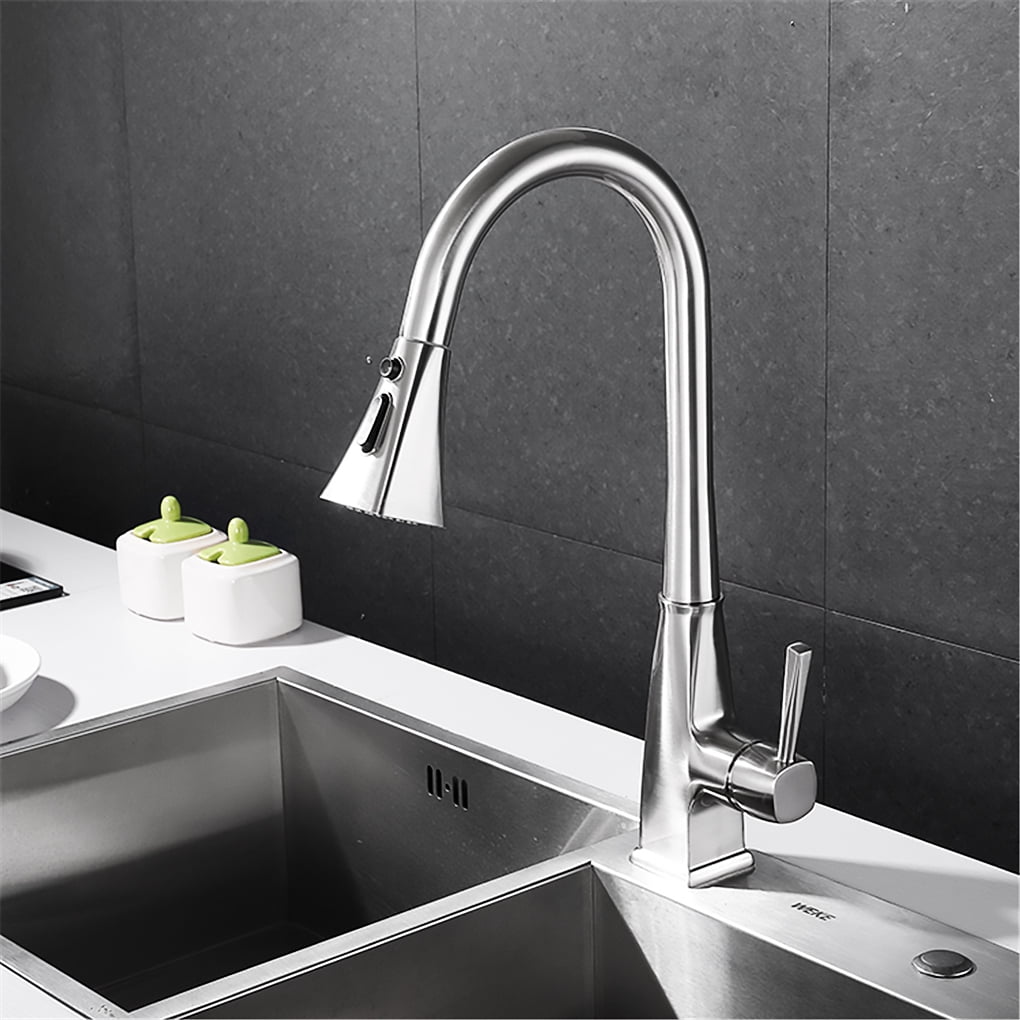 Kepooman Kitchen Sink Faucet, Kitchen Sink Water Tap, Brushed Pullout Kitchen Faucet with High Arc Tube Kepooman Kitchen Sink Faucet, Kitchen Sink Water Tap, Brushed Pullout Kitchen Faucet with High Arc Tube