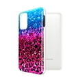 thumbnail image 2 of FINCIBO Soft TPU Clear Case Slim Protective Cover for Samsung Galaxy A03S 4G LTE (Not 5G) 6.5" 2021, Blue Glitter Sparkle With Black Pink Glitter Leopard, 2 of 3