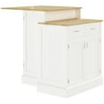 thumbnail image 2 of HOMCOM Kitchen Island with Storage Cabinet and 2-Level Rubber Wood Tabletop, Island Table with Adjustable Shelves and Drawers, White, 2 of 9