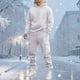 thumbnail image 1 of Ceisia Men's Solid Color Hooded Tracksuit Set with Cargo Pockets for Casual & Sports Wear White L Gifts, 1 of 5