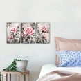 thumbnail image 2 of Set Rose Canvas Wall Art，Pink Flowers Paintings，Vintage Pink and Gray Floral Picture Prints，Woman Gifts Decor（Only canvas）, 2 of 6