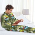 thumbnail image 6 of Fuzoiu Surfing Dinosaur Print Men's Long-Sleeved Pajama,Lounge Button Down Nightwear,Mens Notch Collar Pajama Set -X-Large, 6 of 7
