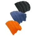 thumbnail image 1 of Bonnet Tricoté pour Femmes Lot de 3 - Mélange Foncé/denim Foncé/orange Néon, 1 of 1