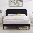 thumbnail image 3 of VECELO Queen Size Bed Frame, Modern Upholstered Platform Bed Frame with Adjustable Headboard, Wooden Slats Support/No Box Spring Needed, Black, 3 of 12