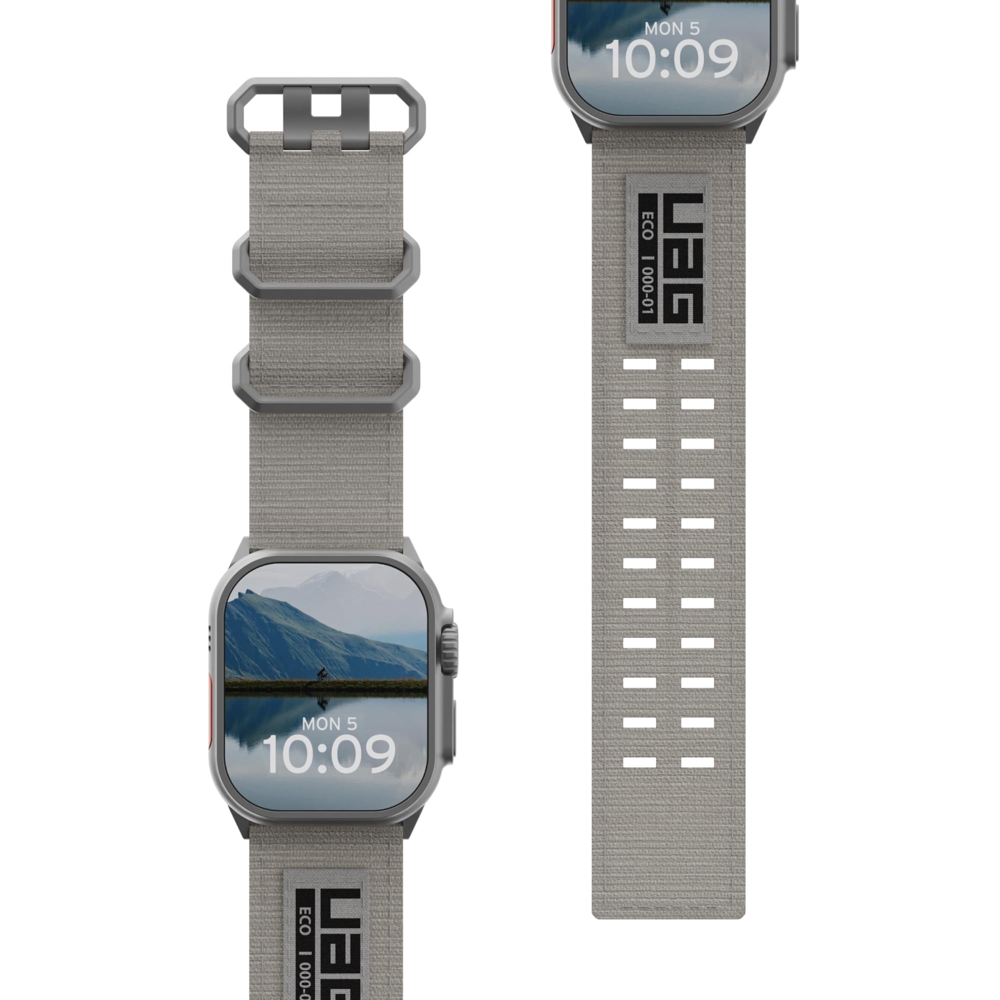 UAG Apple Watch Band 49/46/45/44mm iWatch Series Ultra 3/Ultra 2/Ultra/4-11/SE3/SE2/SE Secure Buckle Closure Nylon Wide Replacement Strap, Metropolis Titanium