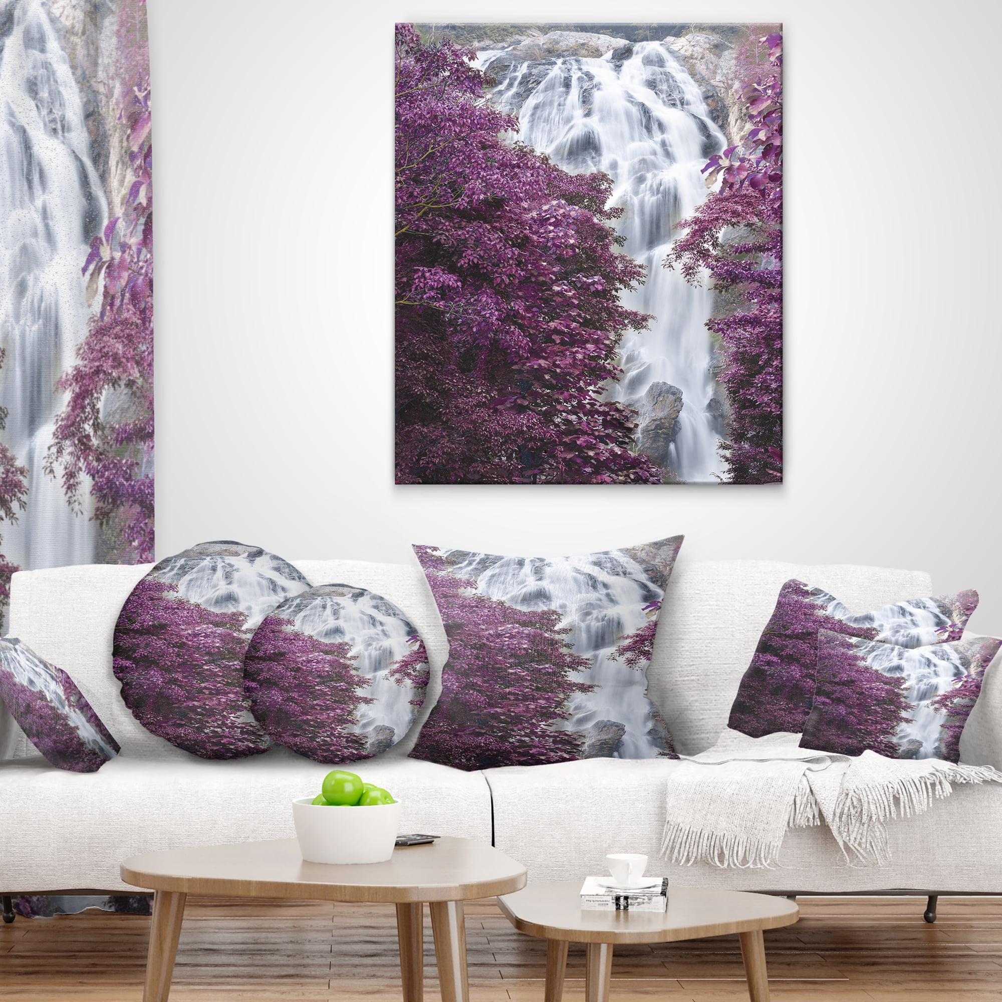 Designart Klonglan Waterfall Floral - Abstract Throw Pillow - 12x20