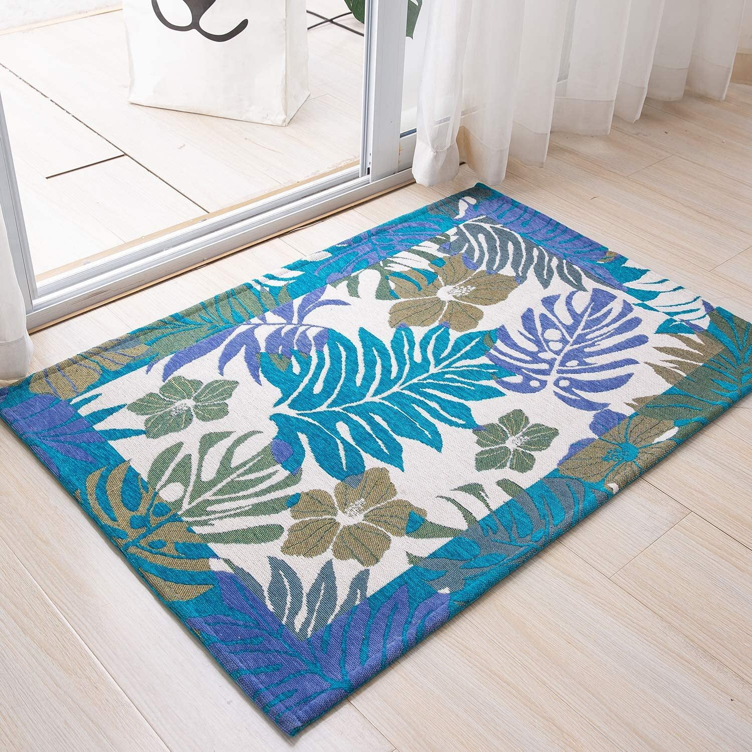 AMIDA Indoor Doormat 24"x36" Green Leaves Durable Absorbent Door Mats